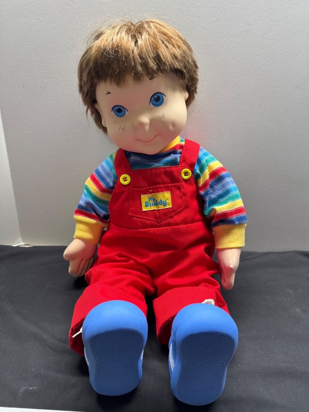 My Buddy Doll 1985 Hasbro Vintage Plush 23" Red Overalls Blue Shoes Retro Collec